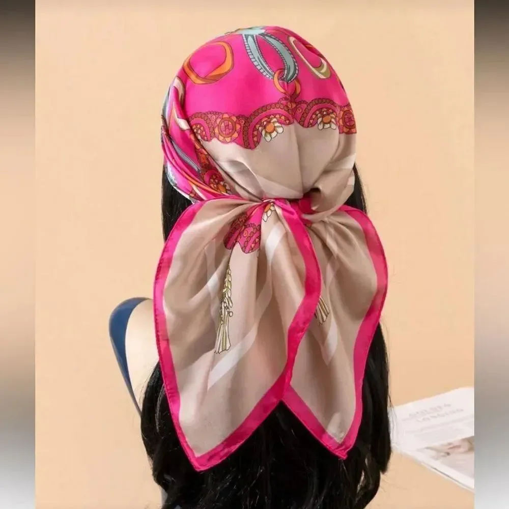 Pink and Cream Printed Scarf A1560